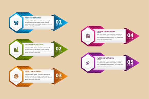 Arrow Infographic Five Step: A Visual Strategy for Modern Communication