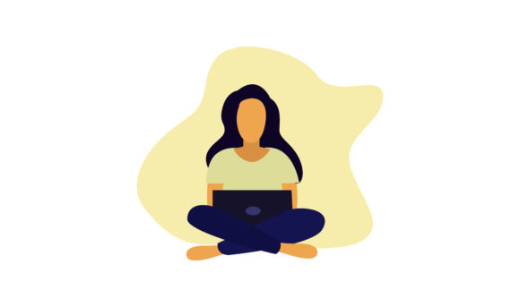 Flat Illustration Girl Holding a Laptop: A Versatile Design Resource