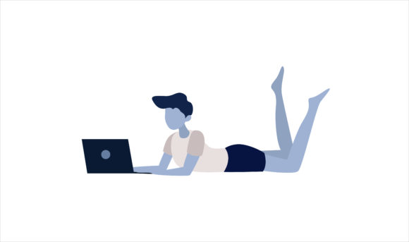 Flat Illustration Man with Laptop