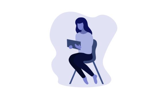 Flat Illustration of a Girl Holding a Tablet: A Versatile Visual Asset for Modern Design Needs