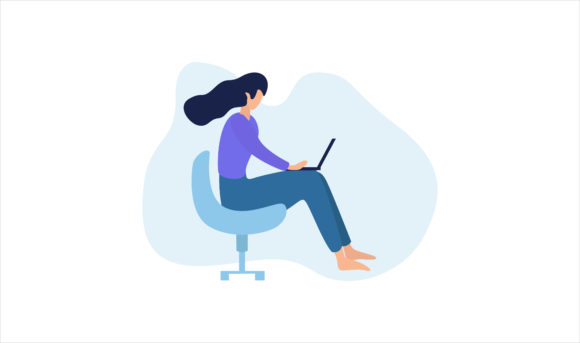 Flat Illustration Sitting with a Laptop: A Versatile Design Resource for Modern Visual Communication
