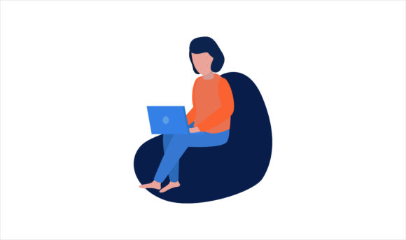 Flat Illustration Sitting with Laptop: A Versatile Visual Asset for Modern Design Needs
