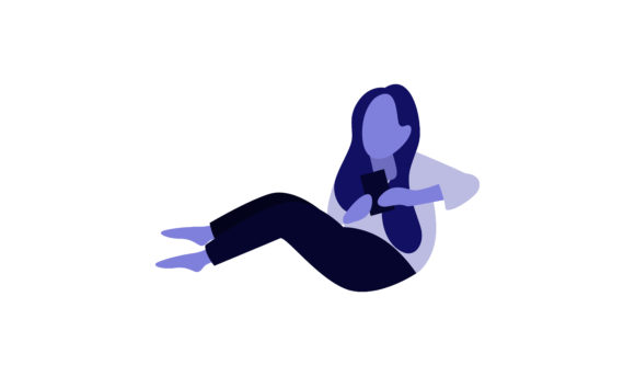 Flat Illustration: Woman Holding a Gadget