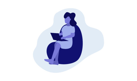 Flat Illustration Woman Sitting at Home