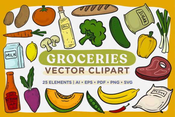 Groceries Vector Clipart Pack: A Creative Resource for Modern Visual Storytelling